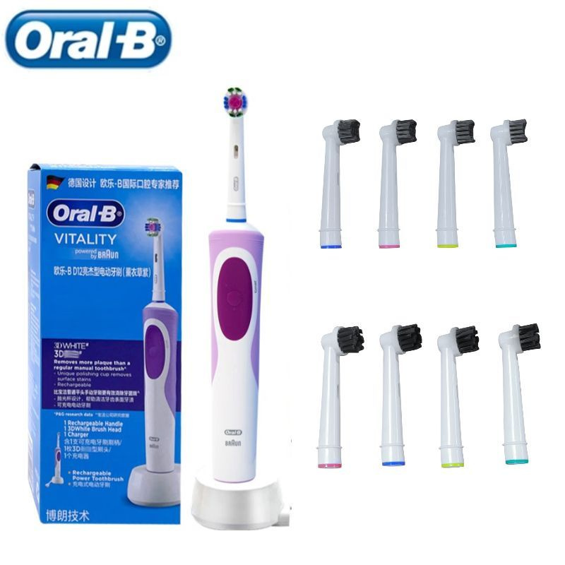 YUNCHI Электрическая зубная щетка Oral-B D12 Vitality, фиолетовый, черный  #1