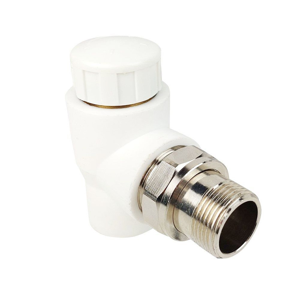 Клапан для радиатора термостат угловой, полипроп, d25х3/4", наруж рез, вентиль, бел, РосТурПласт  #1