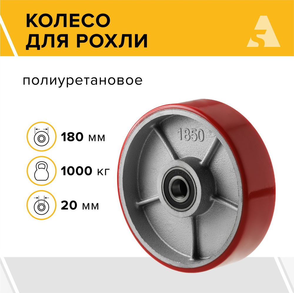 Колесо для рохли (гидравлической тележки) P70+1, 180х50 мм, 1000 кг, полиуретан  #1