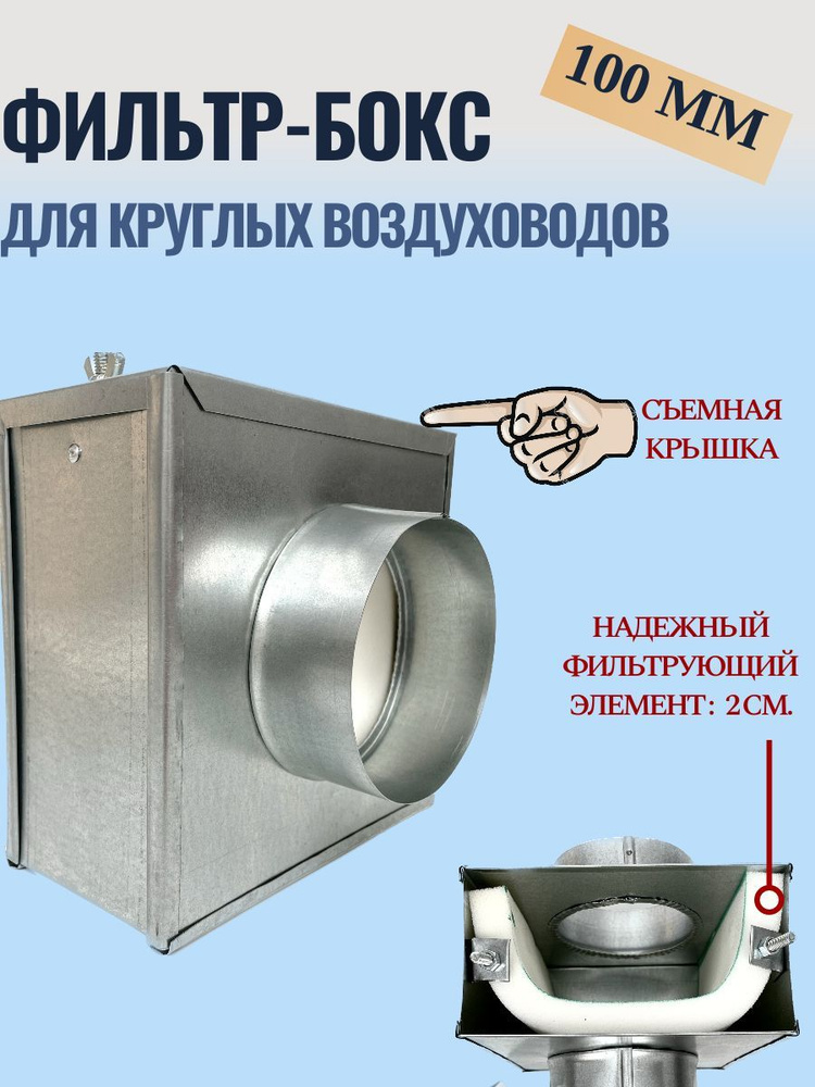 Воздушный фильтр-бокс для круглых воздуховодов 100 мм - купить по ...