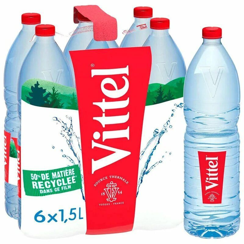 Vittel вода минеральная природная питьевая негазированная, 6шт по 1,5 л ...
