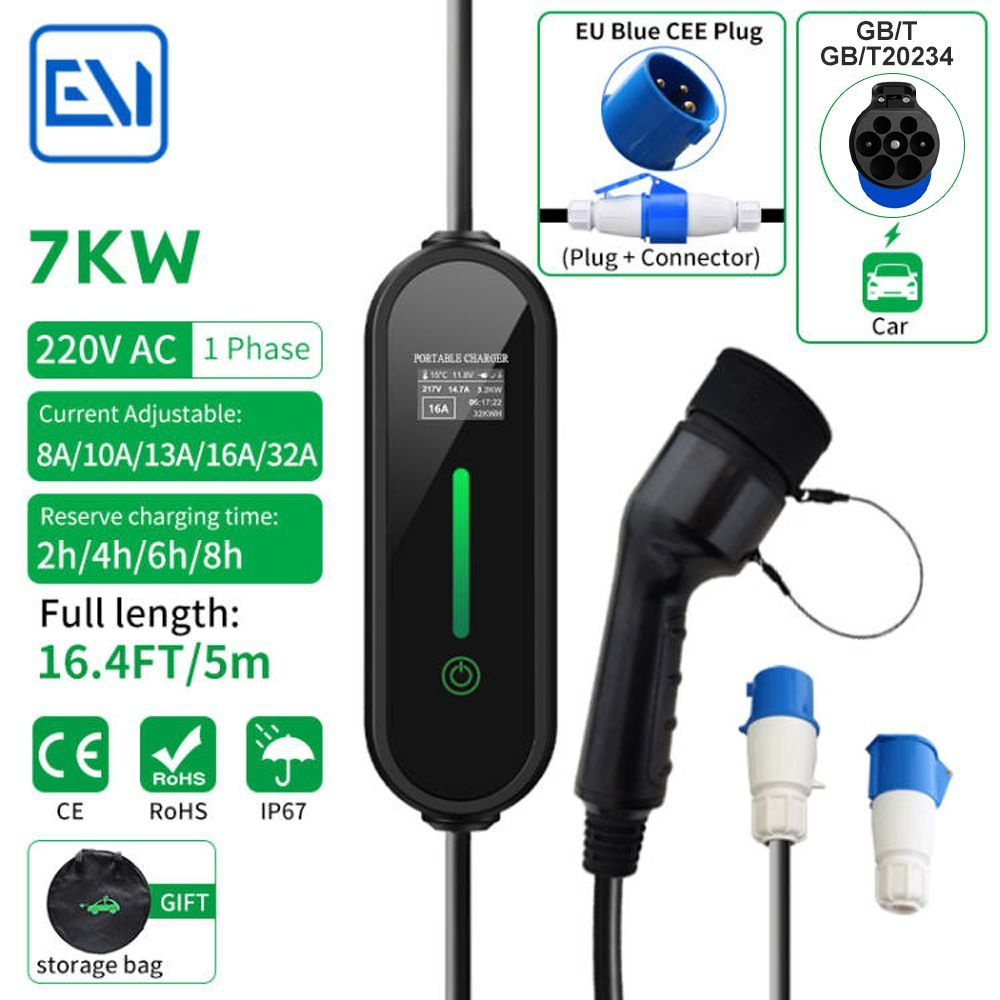 ZR-EUO02 Портативное зарядное устройство для электромобиля GB/T с ...