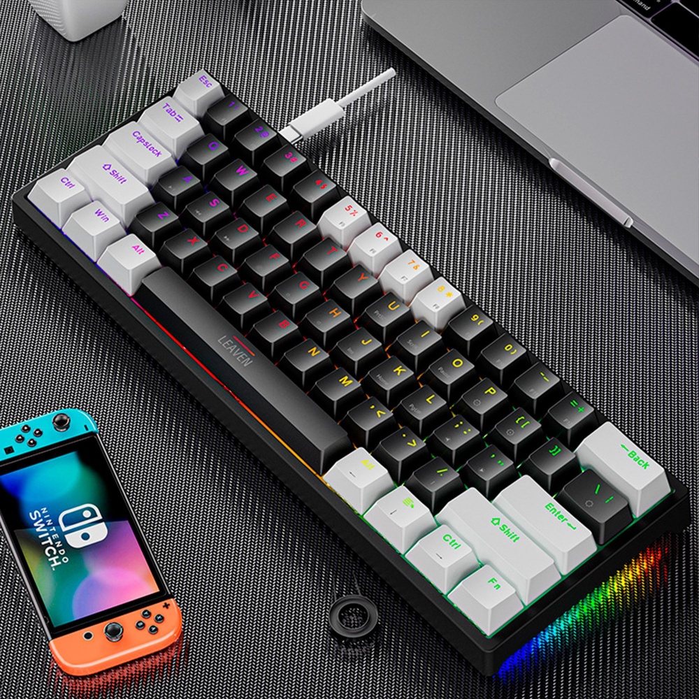 Игровая механическая клавиатура проводная K620 с RGB подсветкой, английская  раскладка, черно-белая