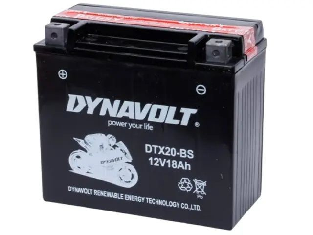 Аккумулятор Dynavolt AGM DTX20-BS 18Ah ПП 250A мотоциклетный #1