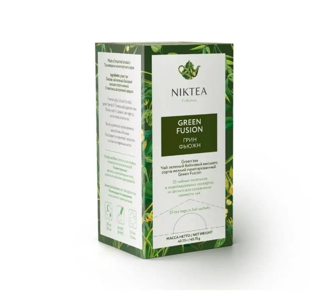 Niktea Green Fusion Грин Фьюжн, чай зеленый в пакетиках, 1,75 гр x 25 шт.  #1