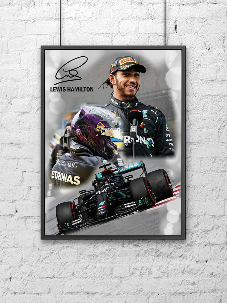 Постер для интерьера на стену (30х40 см). Формула 1 - Льюис Хамильтон (F1 Mercedes-Benz Petronas) #1