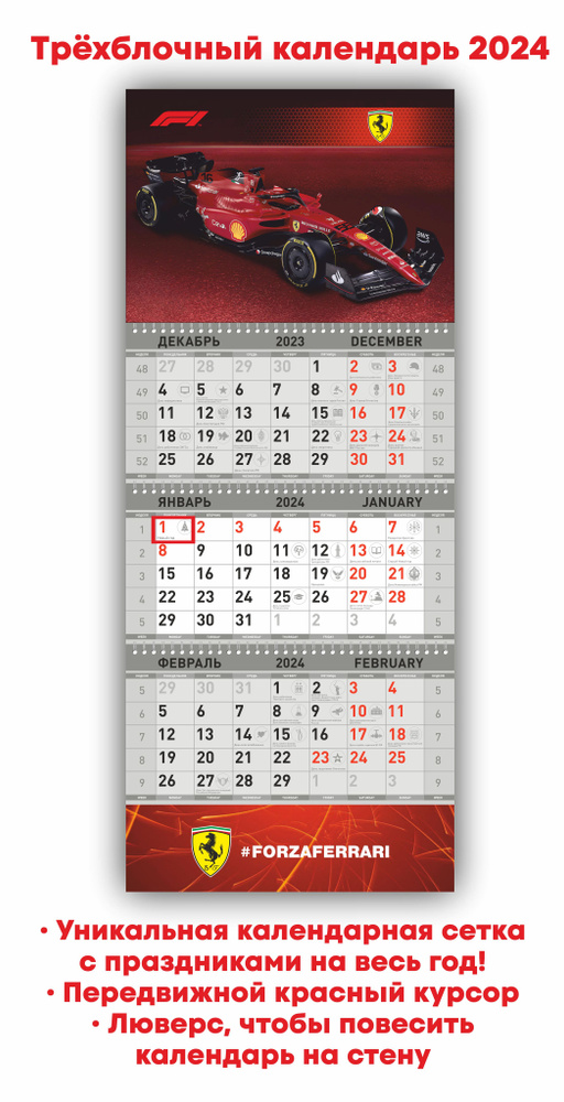 Календарь настенный трехблочный Формула-1 2024 год - купить с доставкой  по выгодным ценам в интернет-магазине OZON (763582260)