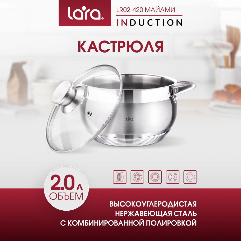 Кастрюля LR02-420 для индукционной плиты LARA Майами 2 л #1