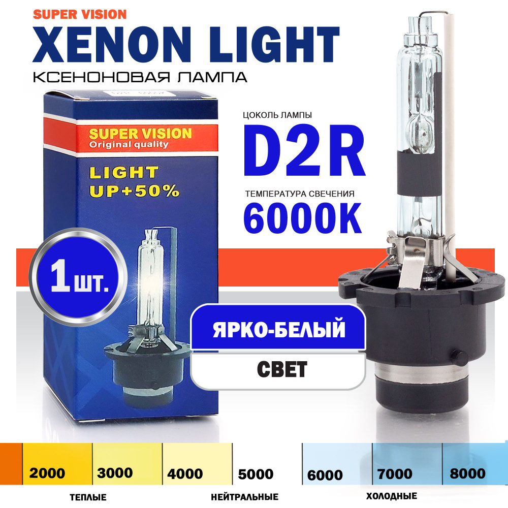 Лампа ксенона Xenon Light D2R 6000K Super Vision для автомобиля штатный  ксенон, питание 12V, мощность 35W, 1 штука