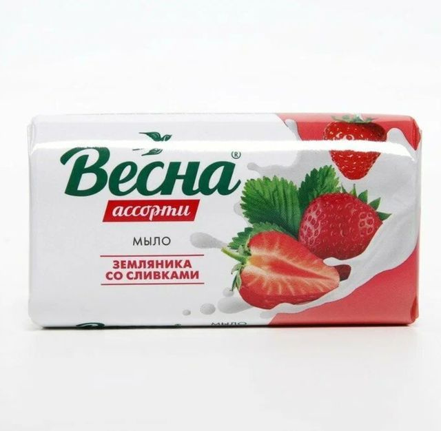 Весна Твердое мыло Земляника со сливками, 90 г, в коробке 72 шт  #1