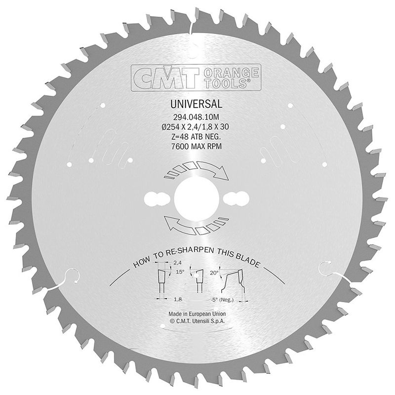 Диск пильный для торцовки СМТ Италия 254x30x2,4/1,8 -5 10 ATB Z48 CMT 294.048.10M  #1