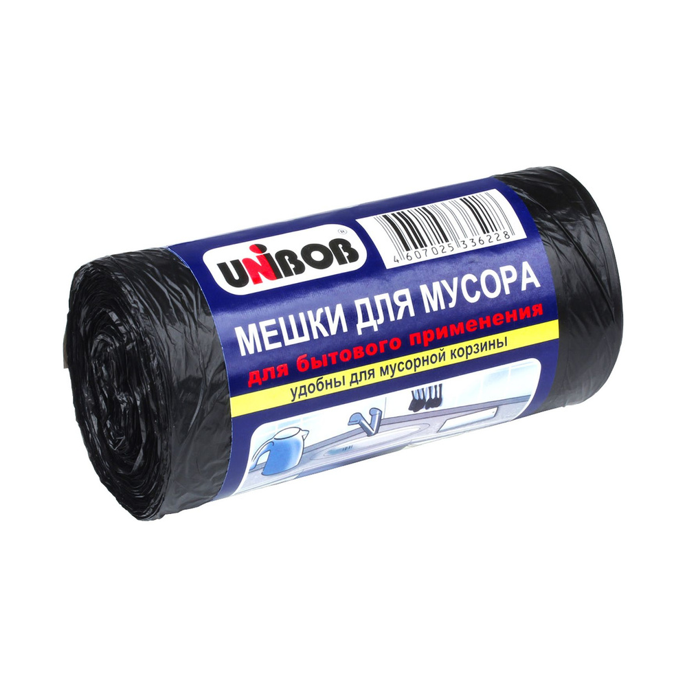 Мешки для мусора UNIBOB 30л - 50шт/рул, 50x60 см ПНД, 7 мкм, черный  #1