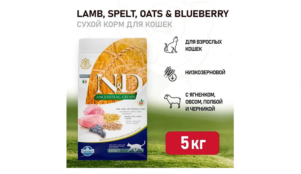 Ancestral Lamb & Blueberry корм для кошек сухой, 5 кг #1