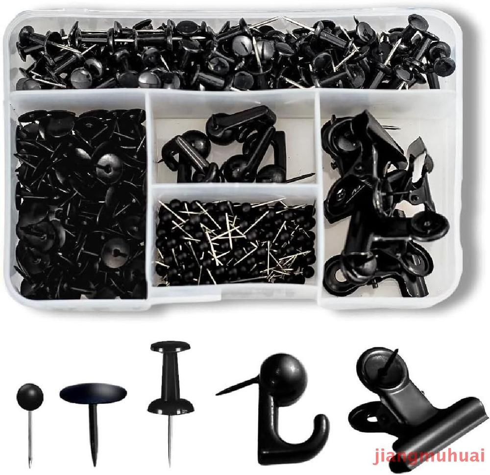 310 шт наборов канцелярских кнопок, 5 стильных черных кнопок-гвоздиков ...