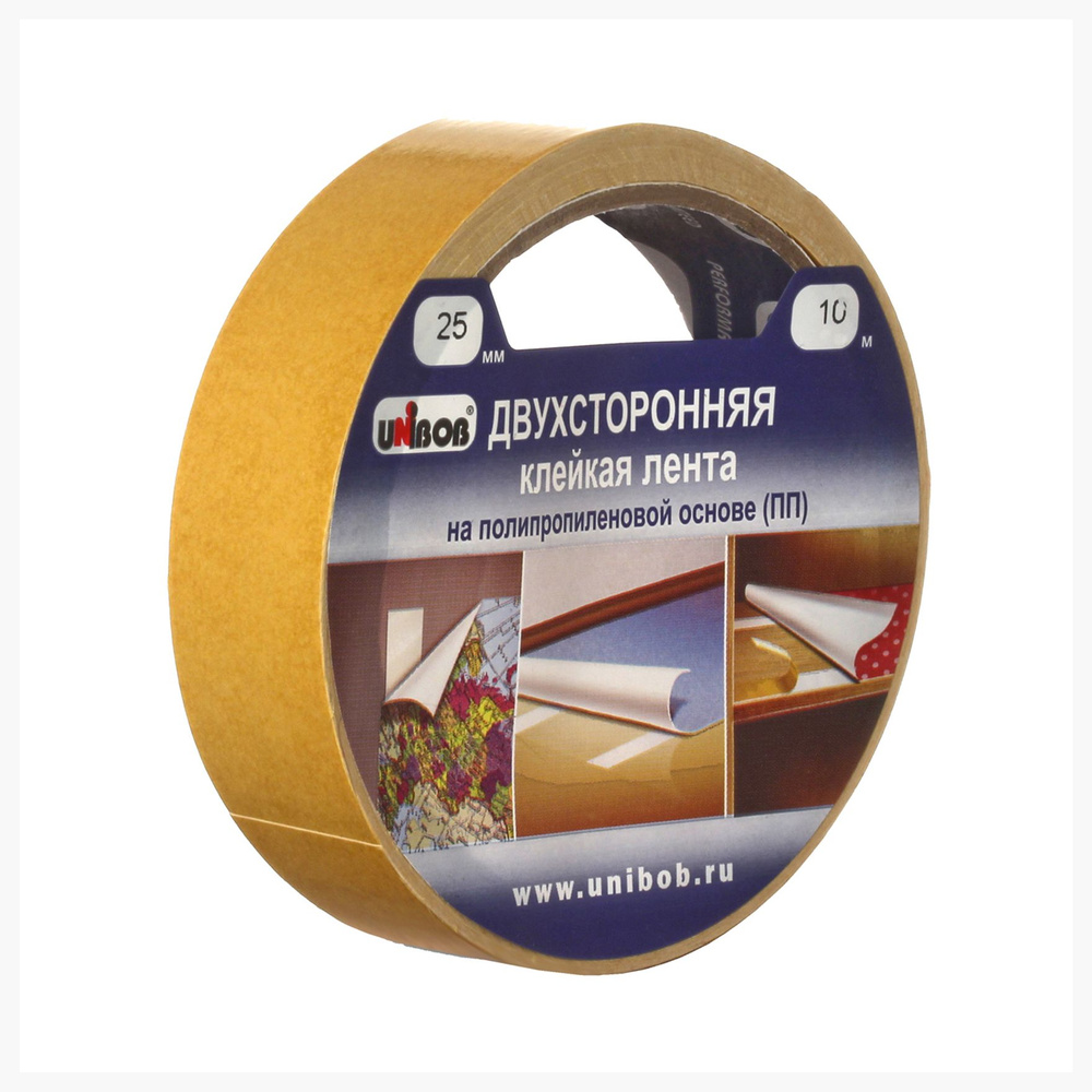 Клейкая лента Unibob двухстюнибоб 25 мм 10 м, 1 шт - купить с доставкой ...