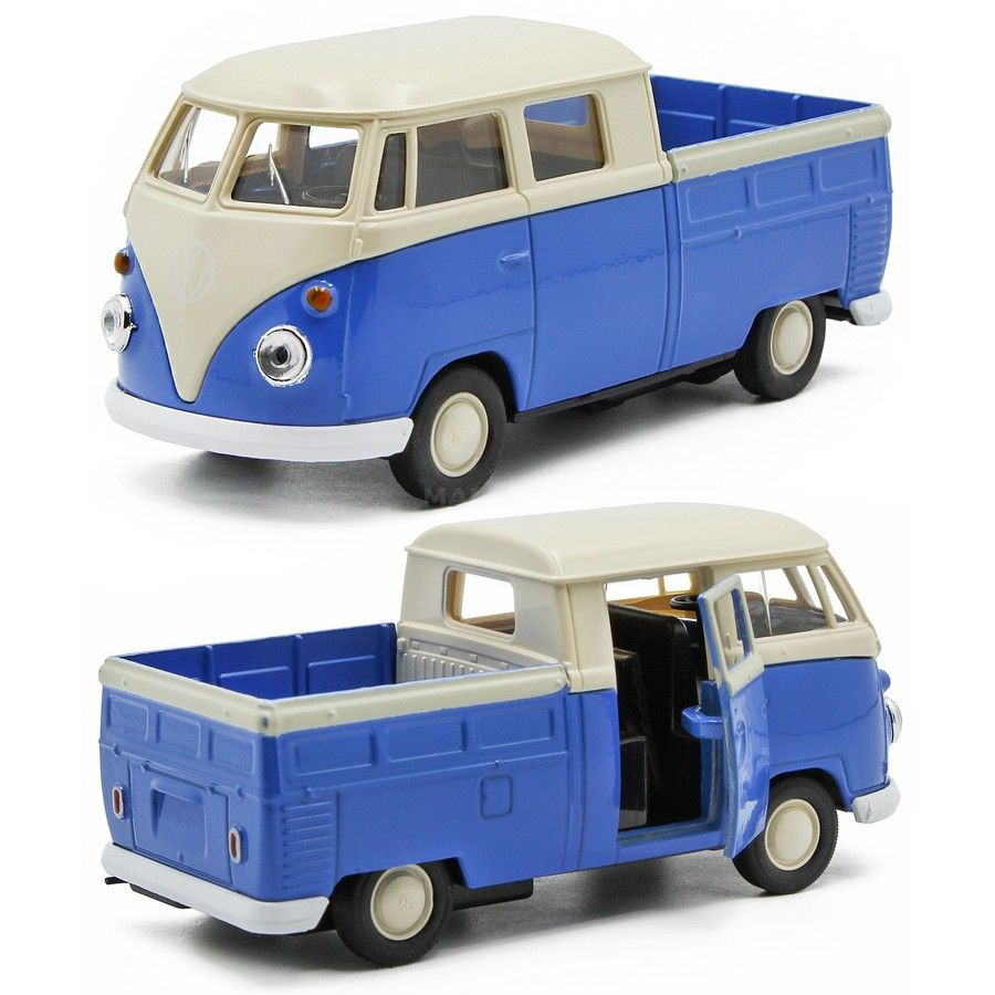 Машинка металлическая Welly 1:39 Volkswagen T1 Double Cabin Pick Up  (Фольксваген Автобус без кузова) инерционная, двери открываются / Синий -  купить с доставкой по выгодным ценам в интернет-магазине OZON (986132183)