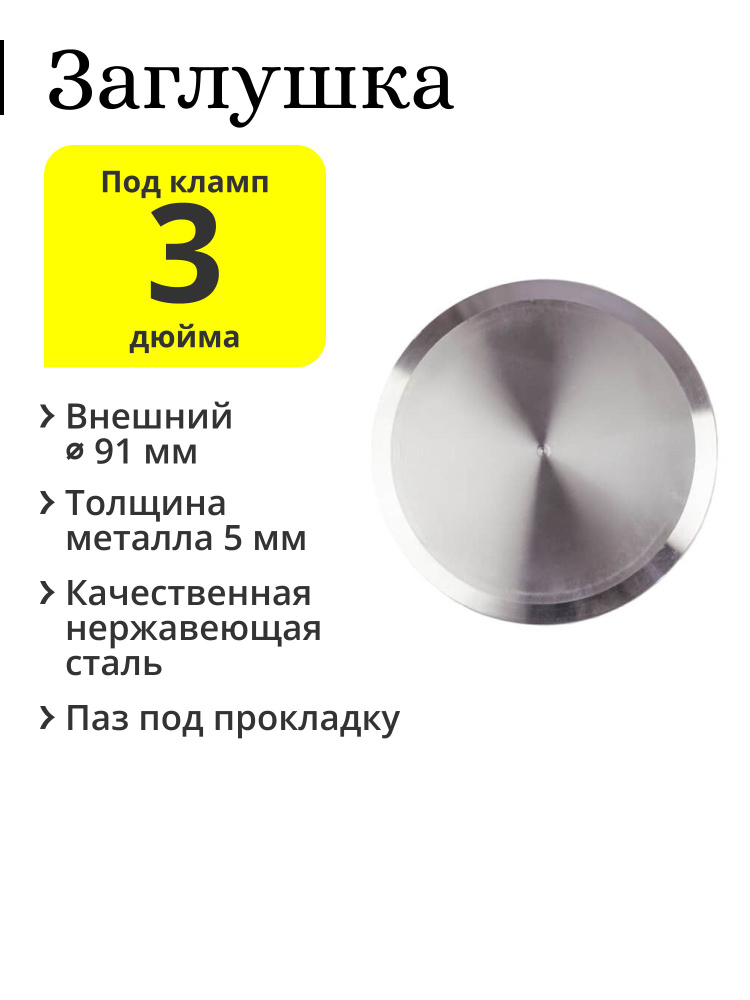 Заглушка под кламп 3 дюйма, нержавеющая сталь - купить с доставкой по ...