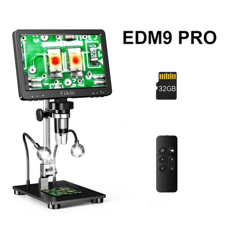 Elikliv EDM9 Pro 7-дюймовый 1080P ЖК-цифровой микроскоп 50X-1200X Пайка Электронные микроскопы с LED-подсветкой, #1