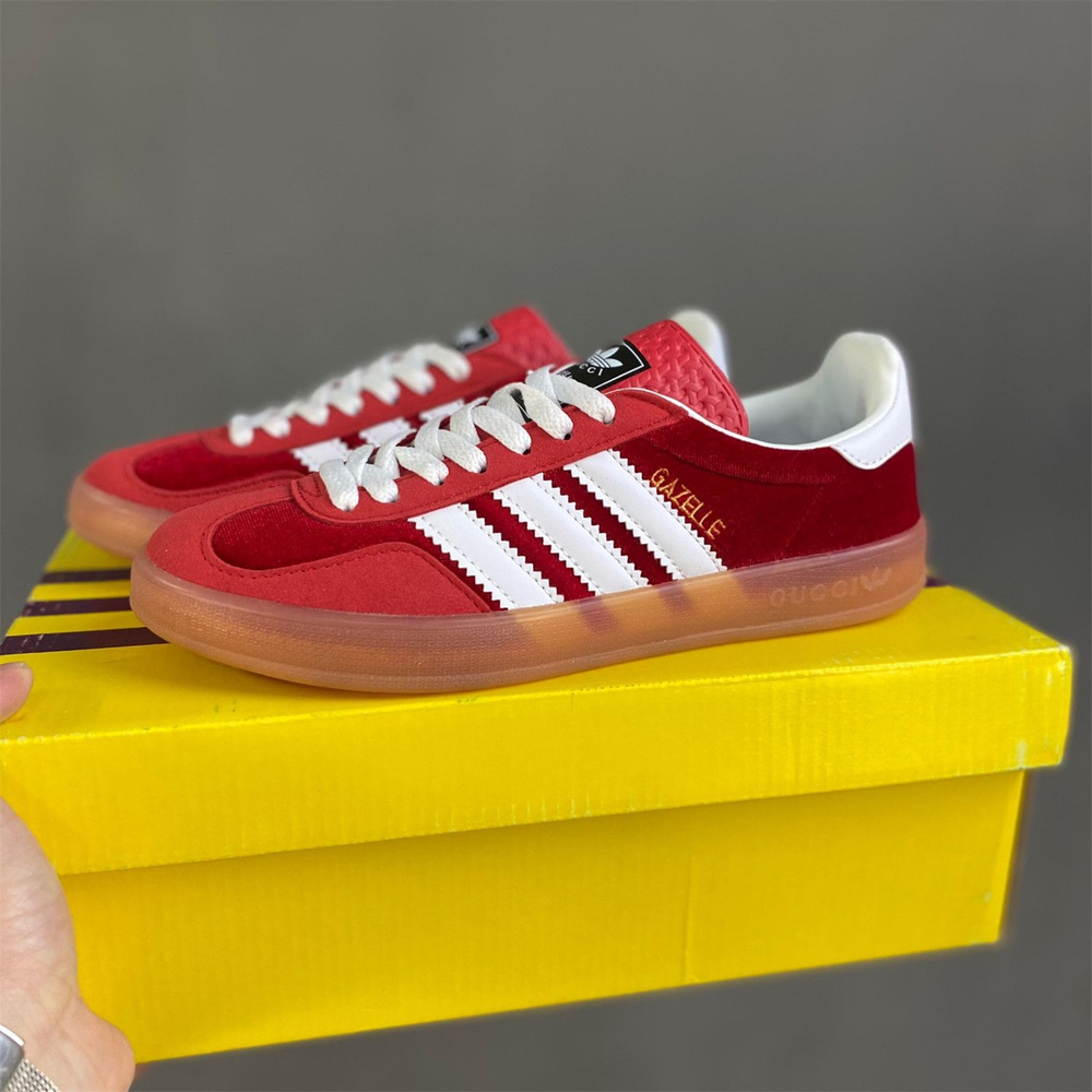 Adidas gazelle leather red on sale