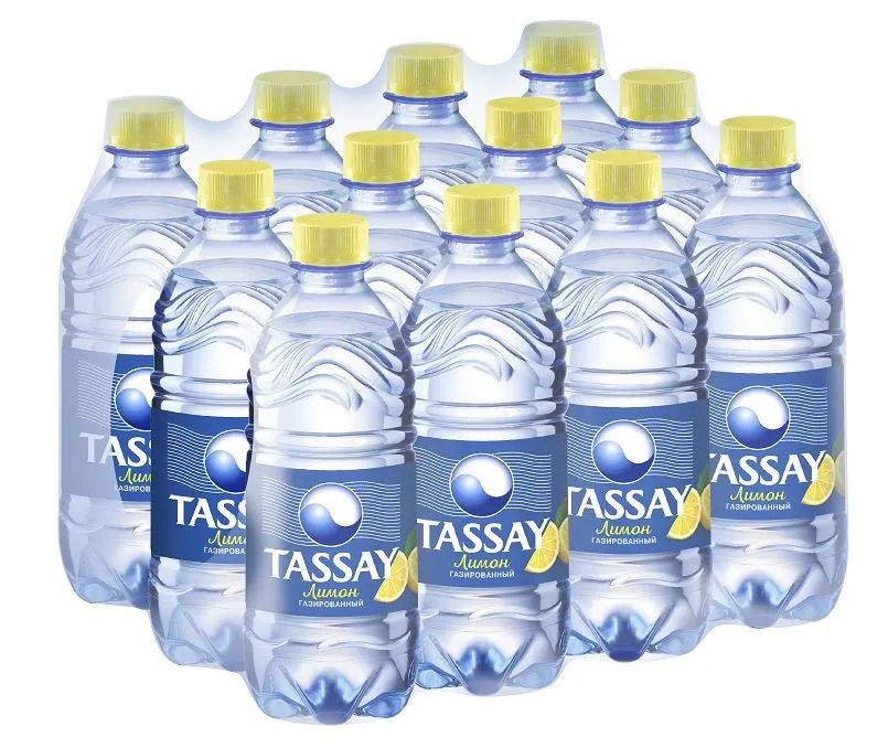 Вода питьевая TASSAY (Тассай), газированная со вкусом лимона, 0.5 л х 12 шт, ПЭТ  #1