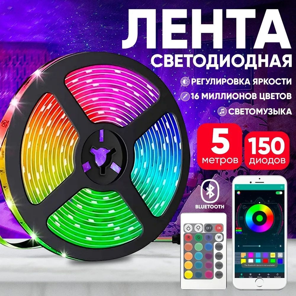 Светодиодная лента Homeely, 12В, IP65, 18 LED/m RGB-Light_зеленый_красный_синий  - купить по выгодной цене в интернет-магазине OZON (1350497678)