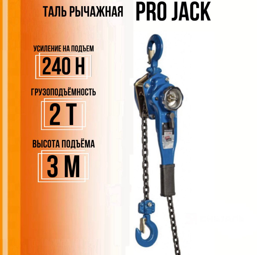 Таль ручная рычажная PRO JACK модель HSH 2 тонны цепь 3 метра. 2т*3м  #1