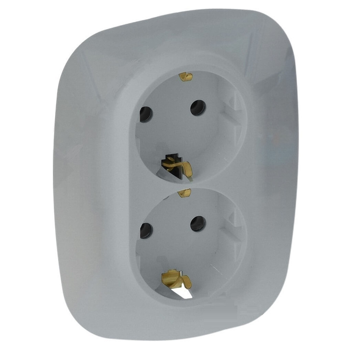 Розетка двойная Legrand Allure безвинтовая с заземлением со шторками ...