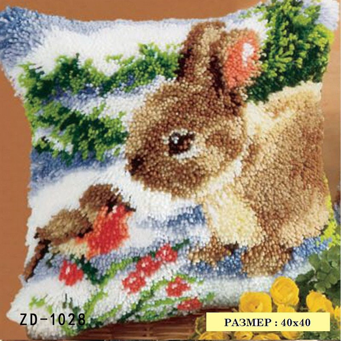 Набор для вышивания / Ковровая вышивка Зайчик и снегирь - купить с ...