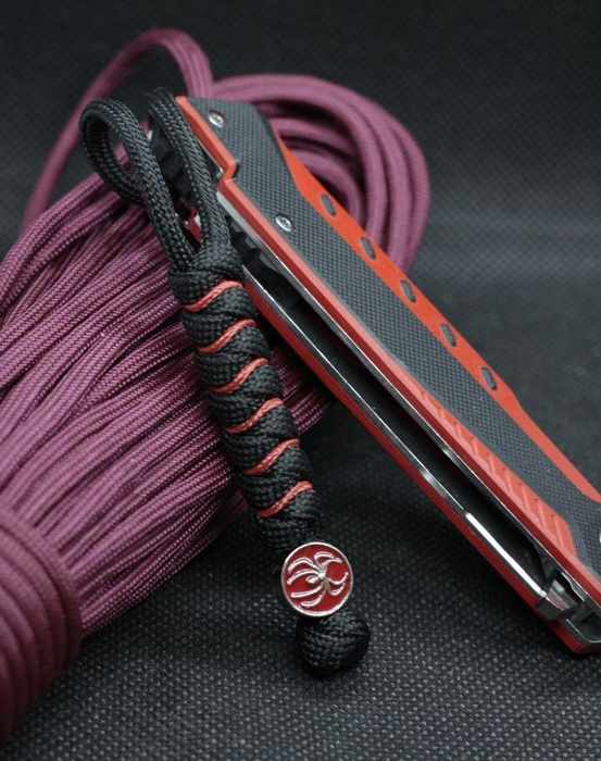 Темляк для ножа из паракорда с бусиной "Паук / Символ Человек паук ...