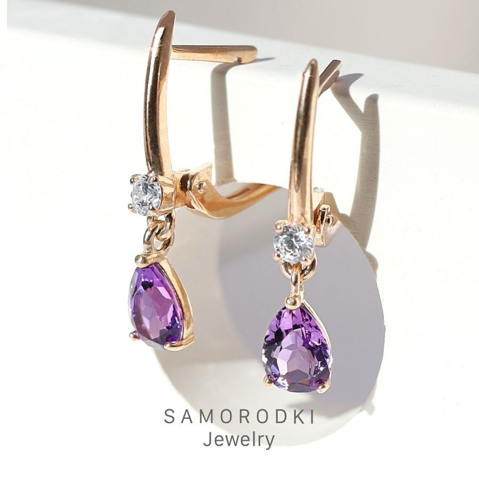 SamoroDki Jewelry Серьги серебро 925 женские с камнями капельки с ...