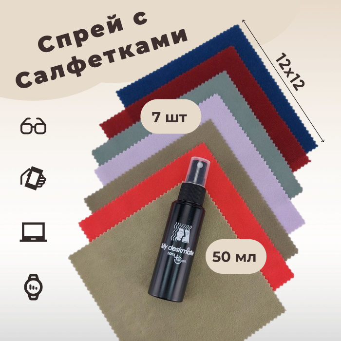 Спрей для очков +7 салфеток / для монитора и экрана телефона - купить с ...