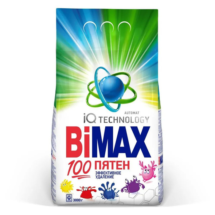 Bimax Стиральный порошок Бимакс 100 пятен автомат, 3000 г - купить с ...