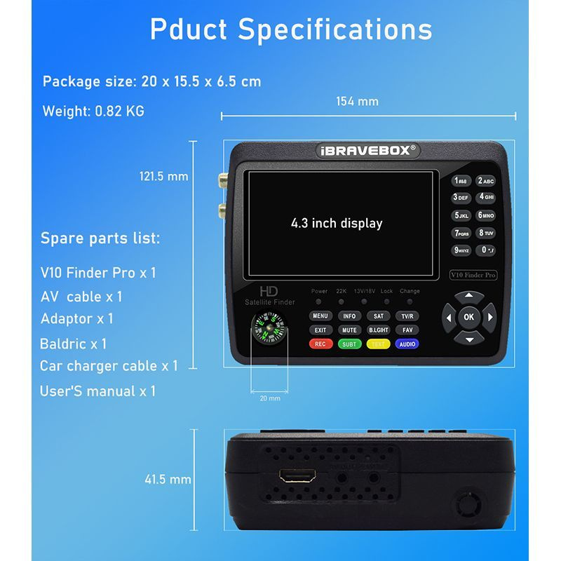 прибор для настройки спутниковых антенн IBRAVEBOX V10 Finder Pro HEVC ...