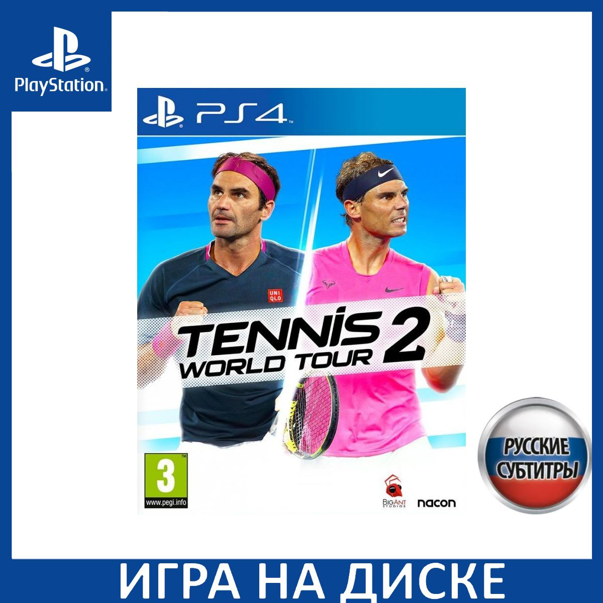 Диск с Игрой Tennis World Tour 2 Русская Версия (PS4). Новый лицензионный запечатанный диск.