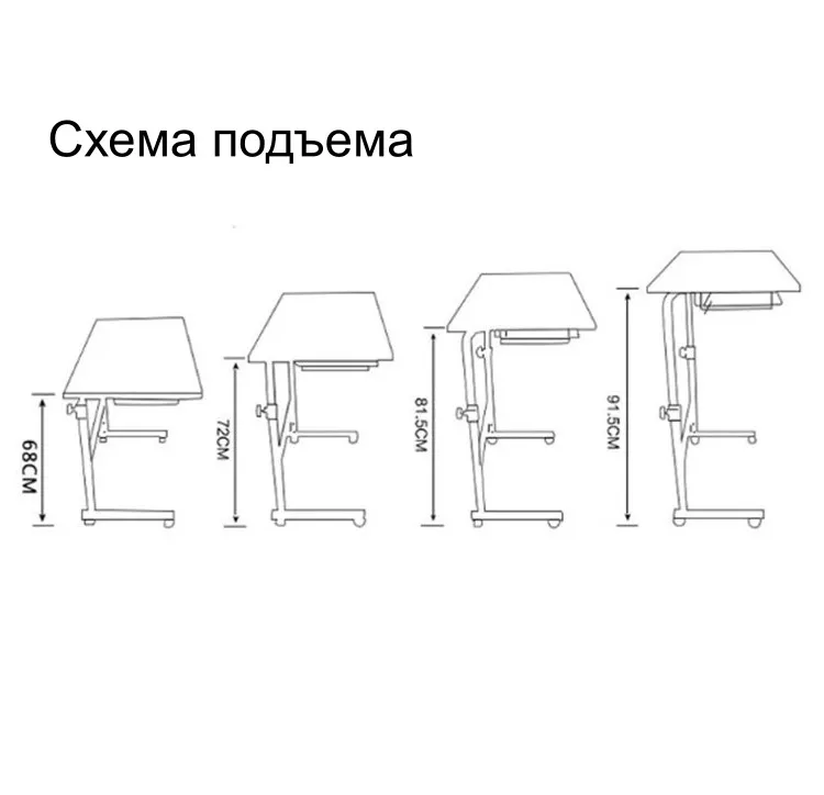 Многофункциональный прикроватный компьютерный столик MyPads для ноутбука на колесиках с регулируемой высотой, для гостиной, спальни, офиса, черный, черный, фото 5