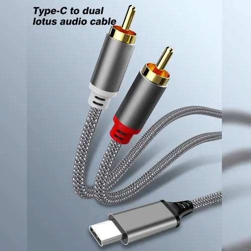 Аудиокабель USB Type-C/RCA, 1 м, серый, белый