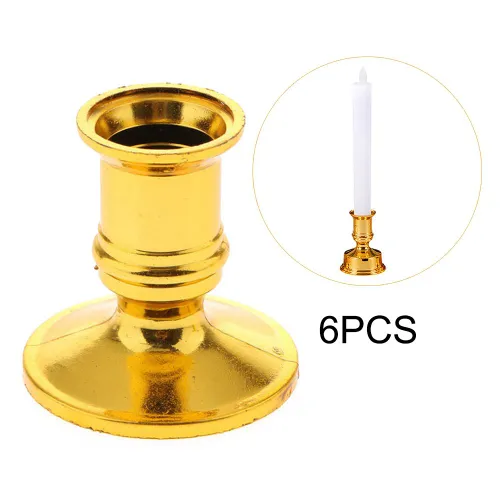 Электронные свечи на подставке, 3 пары (6 шт), золотистые декоративные светильники для дома и сада