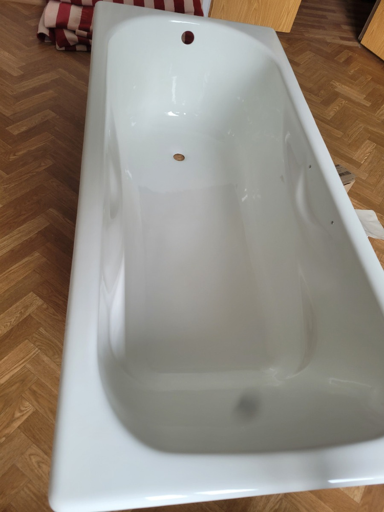 Комплект 3 в 1: ванна tempra Edge 170x75 чугун + ножки + круглые ручки ...