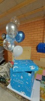 Коробка подарочная сюрприз для воздушных шаров большая "С Днём Рождения" 60х60х60см Голубая #29, Марина Л.