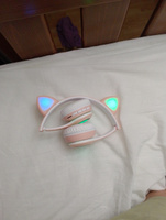 Наушники беспроводные, с ушками, Bluetooth, светящиеся детские, розовые, встроенный микрофон #78, Диана Ч.