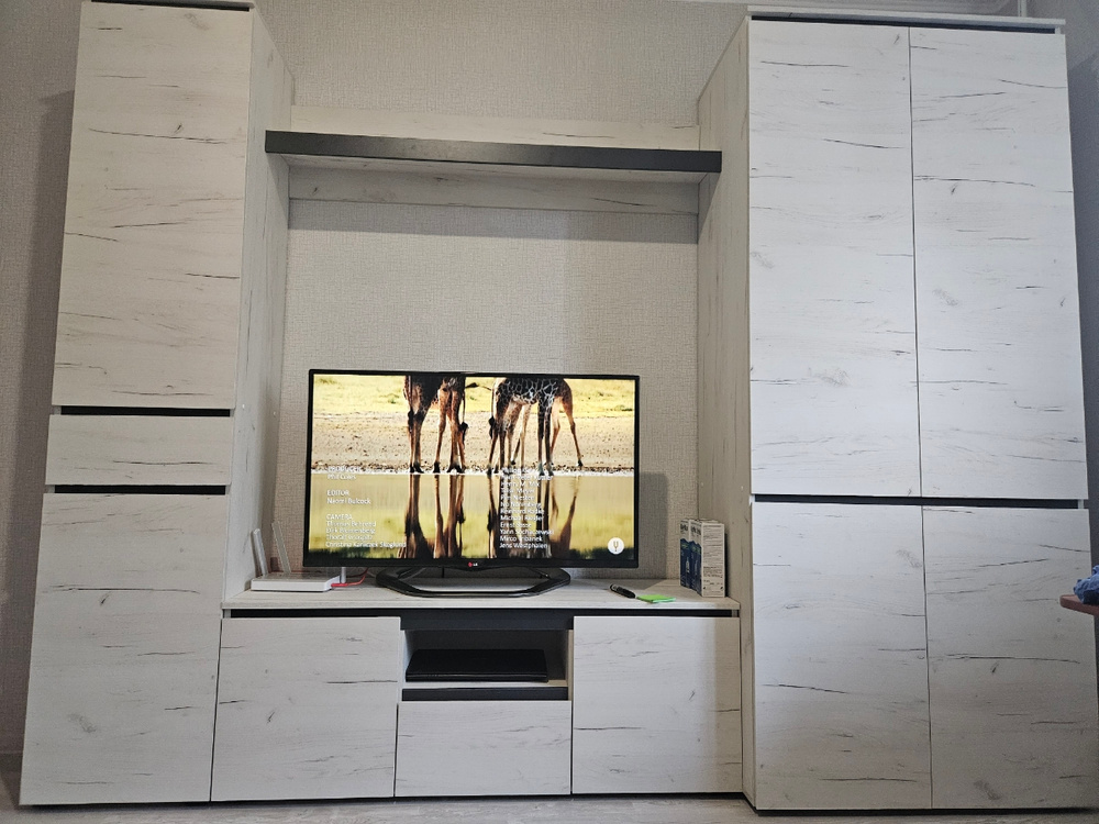 Модульная стенка Гретта Памир для гостиной и студии белая, комплект ...