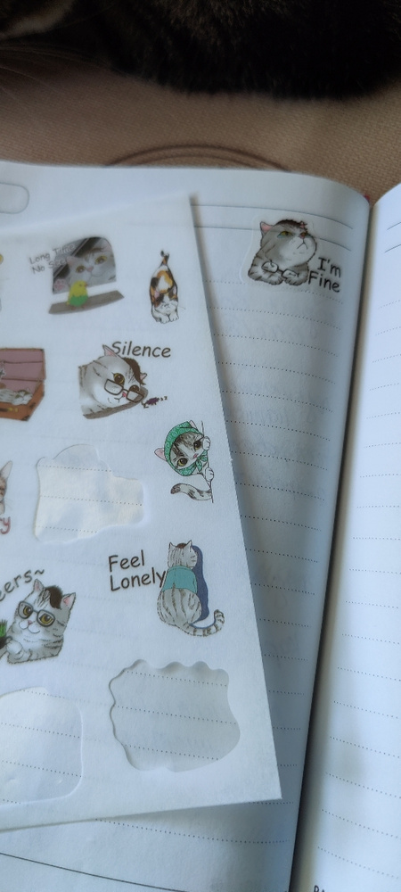 Наклейки Котики 86 штук на японской бумаге, набор стикеров для ...