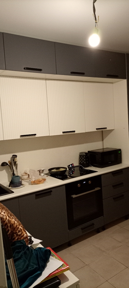 Кухонный гарнитур Кристен 3.0м МДФ, Белый софт/ Графит софт купить c ...