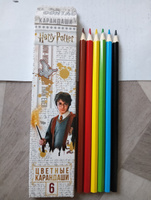 Набор цветных карандашей Hatber 6 ццветов с заточкой в картонной коробке с европодвесом Гарри Поттер #8, Наталья К