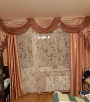 Curtain & Textile Тюль высота 240 см, ширина 400 см, крепление - Лента, Белый,светло-коричневый #101, Юлия Ф.