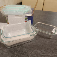 Контейнер для еды стеклянный, герметичный ланч-бокс для хранения продуктов, набор из 3 шт, прозрачные #2, Кузнецова Н.