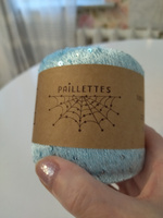 Пряжа с пайетками Wool Sea "Paillettes" (100% полиэстер) 50 гр / 275 м цвет 023 светлая бирюза 4 мотка #12, Ольга М.