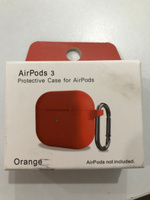 Силиконовый чехол для наушников AirPods 3 с карабином / Аирподс 3 / Оранжевый #22, Елена К.