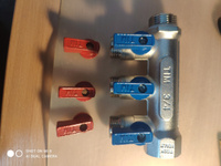 Коллектор с шаровыми кранами 3/4", 3 отвода 1/2" (красные и синие ручки) TIM MV-3/4-N-3 #4, Радик А.