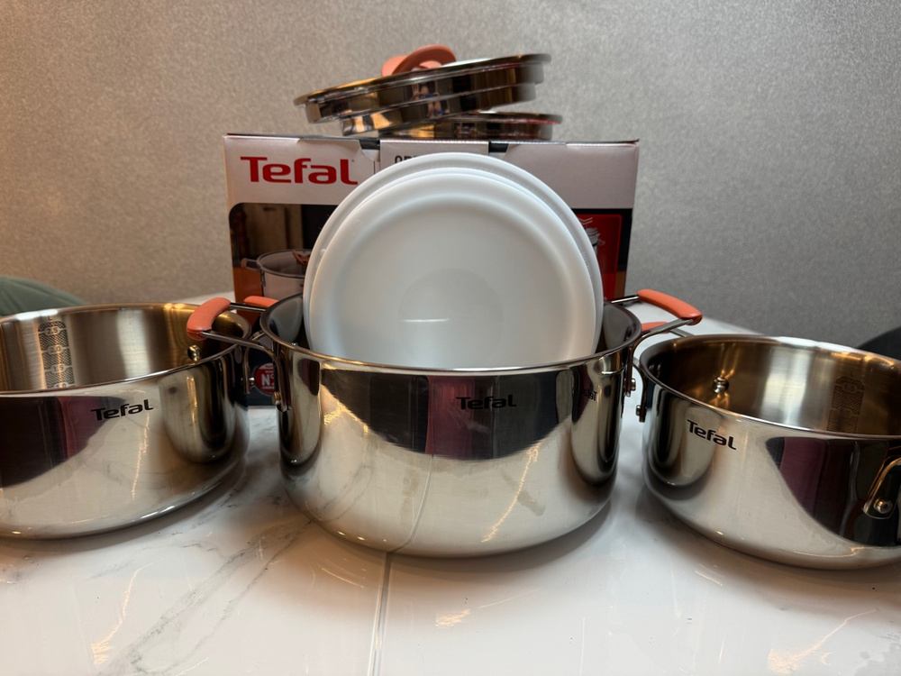 Мультикастрюля 2.5 л 16 см Tefal Optispace с крышкой, из нержавеющей ...